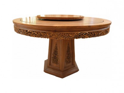 โต๊ะกลมไม้สัก เชียงใหม่ - เฟอร์นิเจอร์ไม้สักแกะสลัก มัลลิกา เชียงใหม่ 